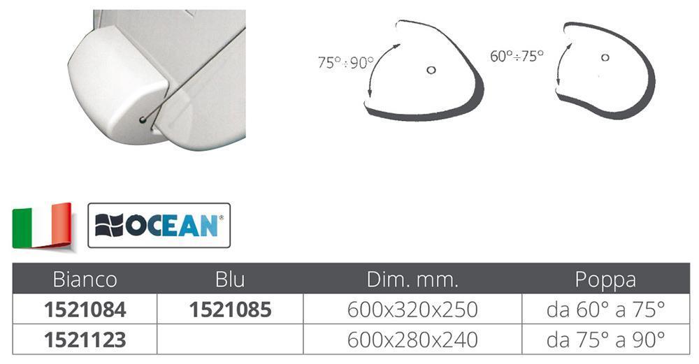 PARABORDO BIANCO PER SPECCHIO DI POPPA 75° - 90°
