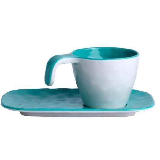 TAZZINE HARMONY SET 6 PEZZI A CAFFE' IN MELAMINA BIANCO CELESTI