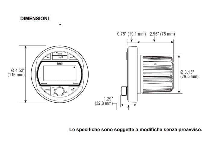 RADIO MGR300B BOSS MARINE CON COVER INCLUSO BLUETOOTH E INGRESSO AUX 