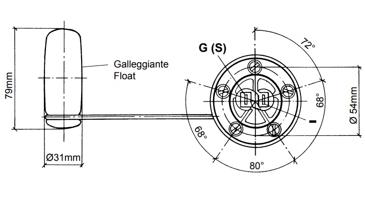 GALLEGGIANTE VDO 3-180 OHM A LEVA PER SERBATOI