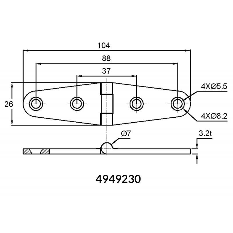 CERNIERA INOX 2 ALI 100 X 25 mm