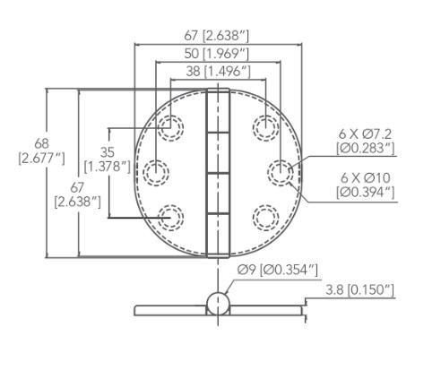 CERNIERA INOX TONDA DA 66 mm CON COPERTURA INOX ADESIVA