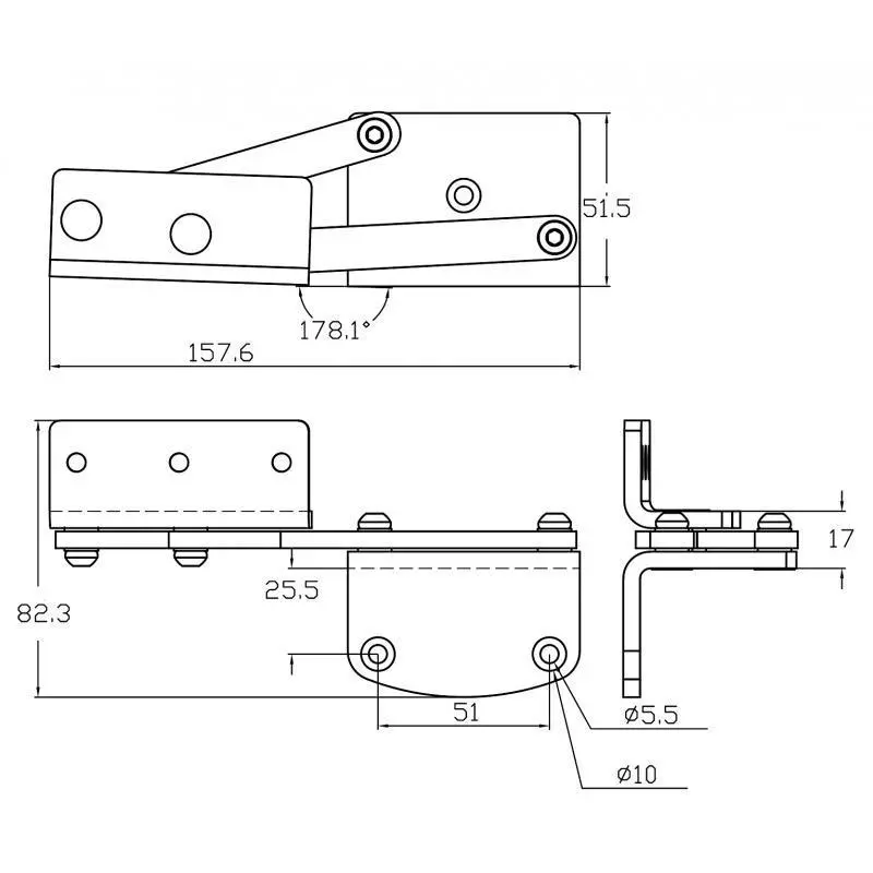 COPPIA DI CERNIERE A PANTOGRAFO 180° PER GAVONI IN ACCIAIO INOX 