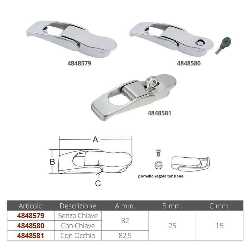 CHIUSURA A LEVA REGOLABILE INOX