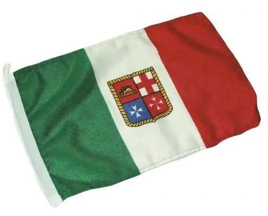 BANDIERA ITALIA CON STEMMA NAUTICA IN TESSUTO LEGGERO 30 X 45 CM