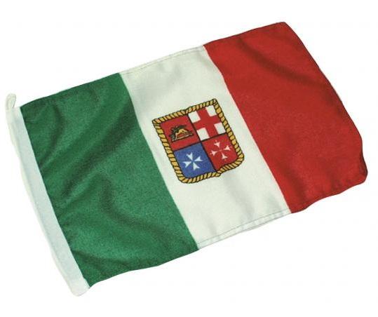 BANDIERA ITALIA CON STEMMA NAUTICA IN TESSUTO LEGGERO 20 X 30 CM