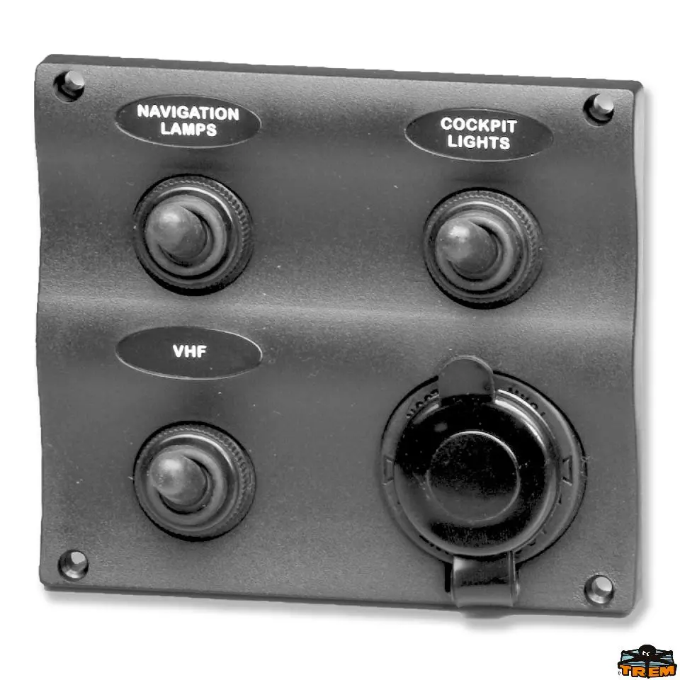 Pannelli elettrici con 3 interruttori stagni + presa accendisigari SERIE BOAT