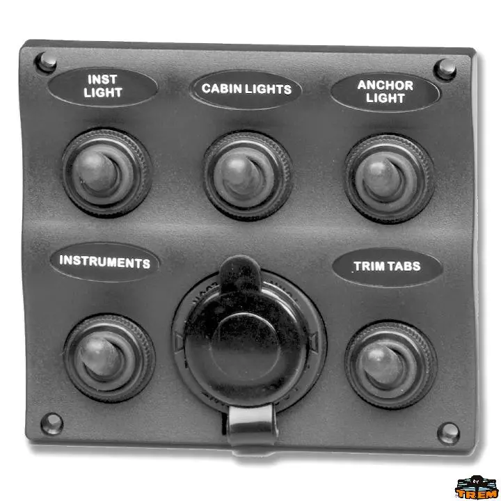 Pannelli elettrici con 5 interruttori stagni + presa accendisigari SERIE BOAT